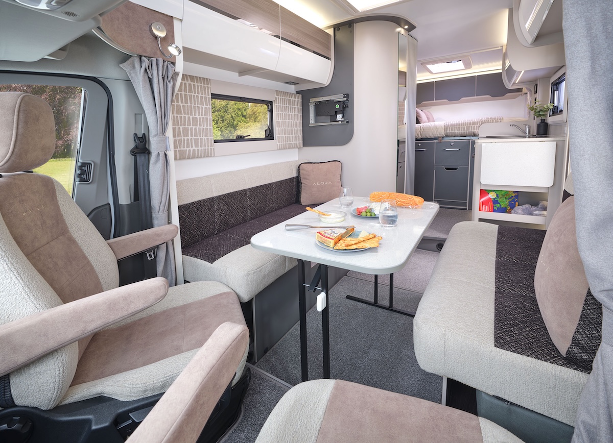 2026 Bailey Alora 69 4S Lounge Dining Space Caption