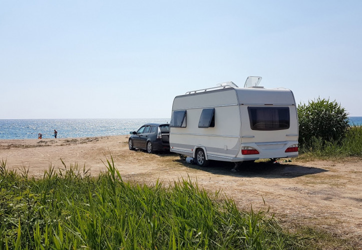 caravan on a beach