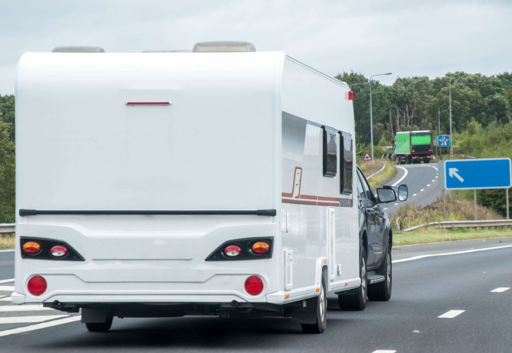 towing a caravan on the road