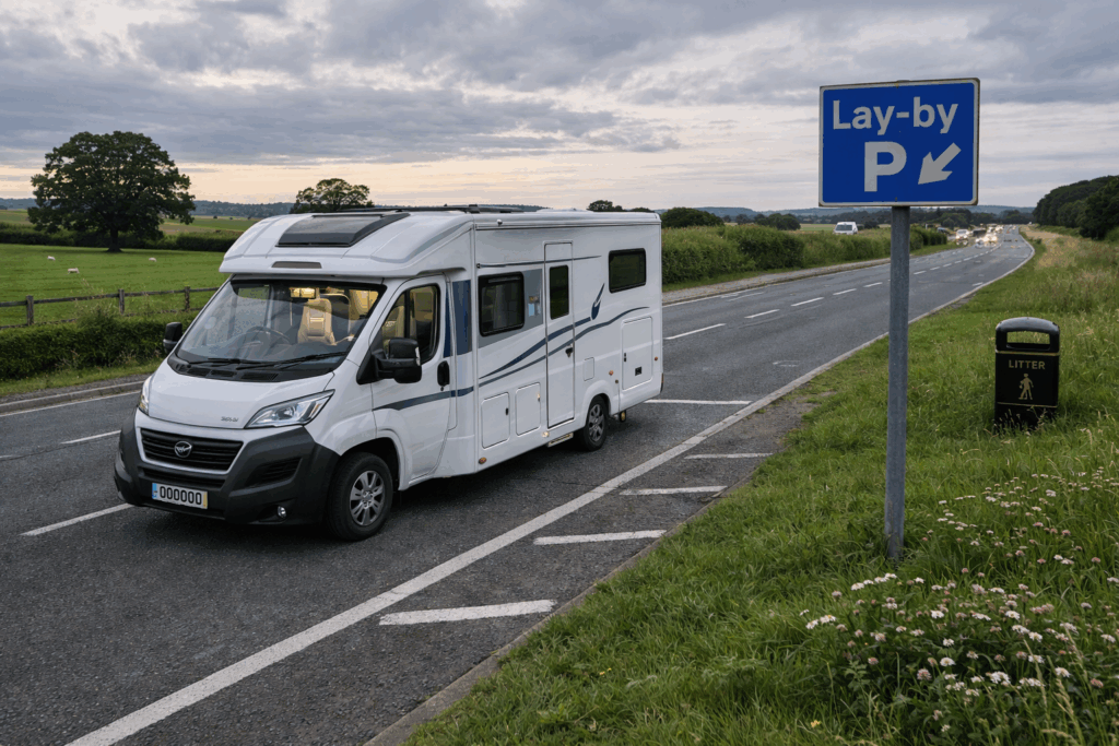 motorhome parked in a layby