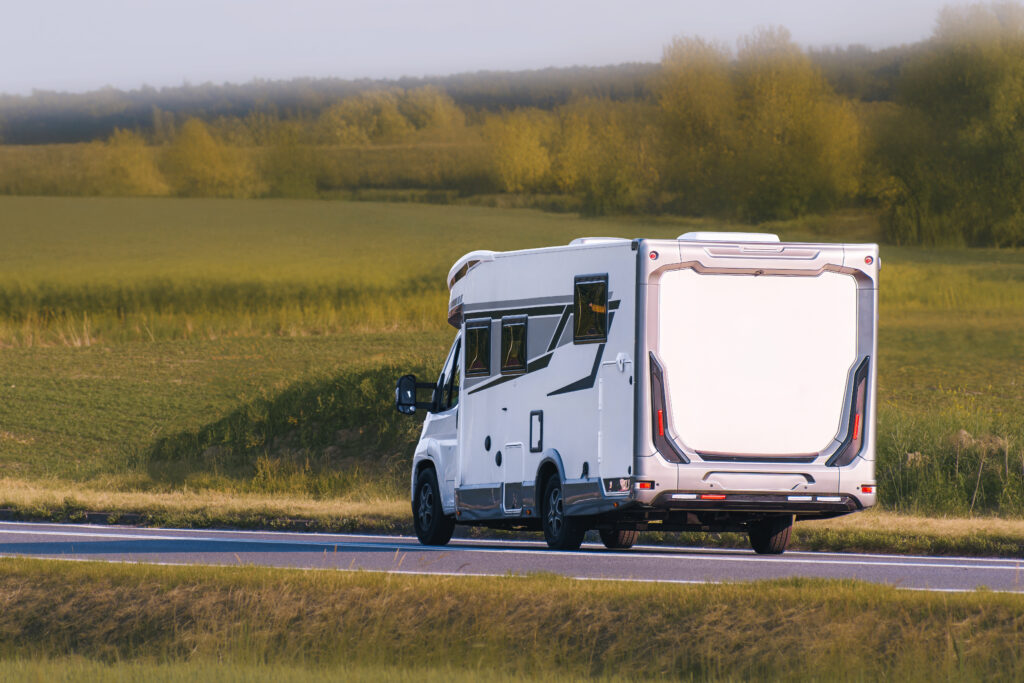 driving a motorhome in the countryside